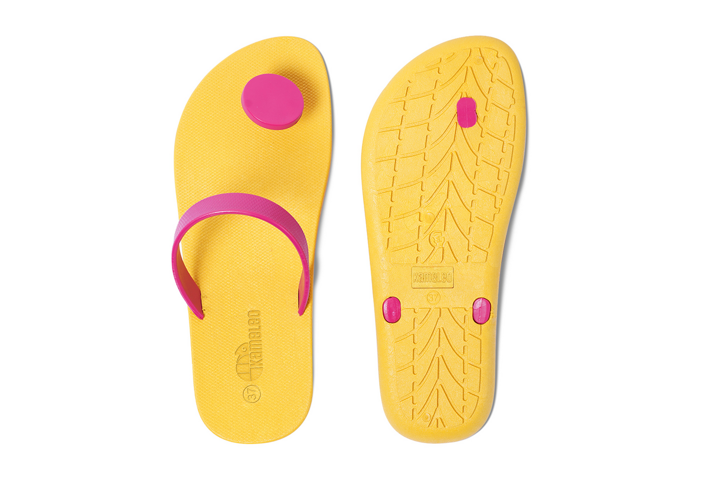 Poppi Dot Yellow Sole Pink Strap