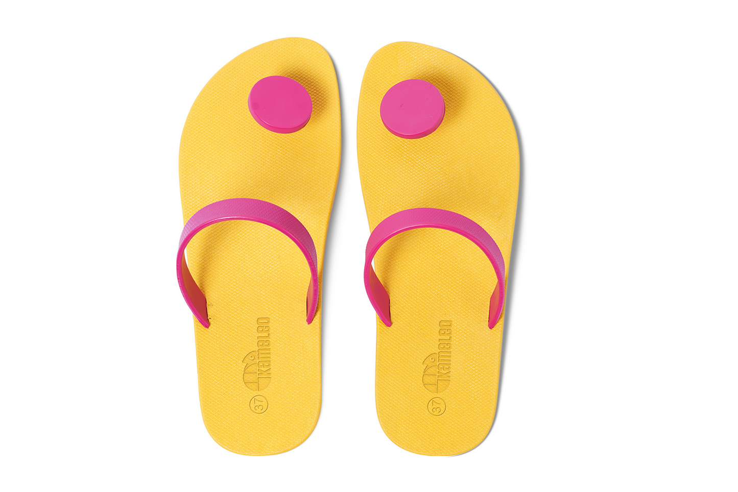 Poppi Dot Yellow Sole Pink Strap