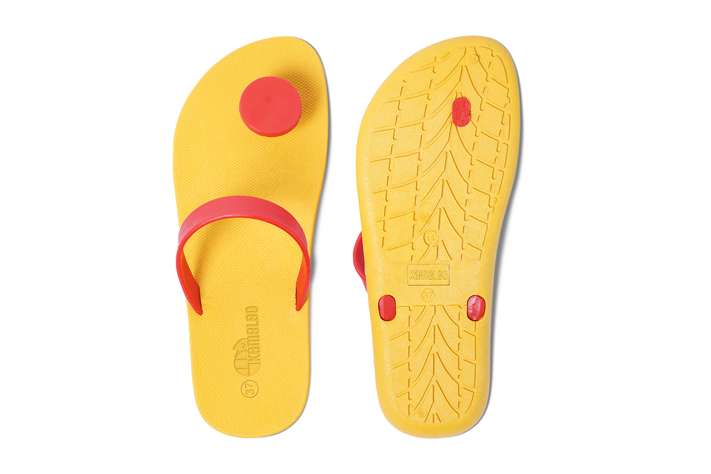 Poppi Dot Yellow Sole Red Strap