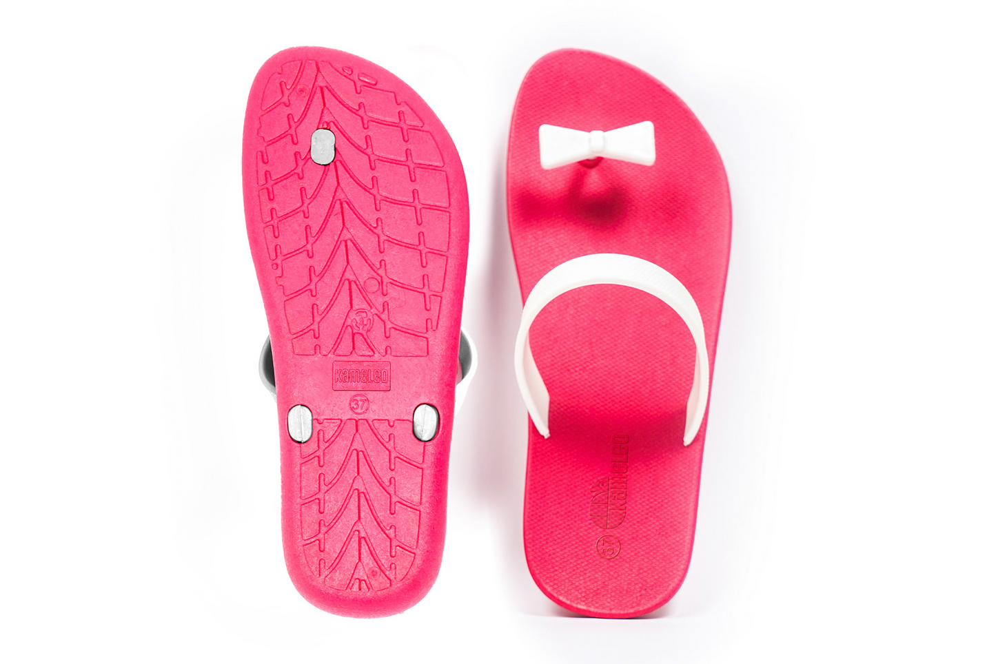 Poppi Bow Pink Sole White Strap