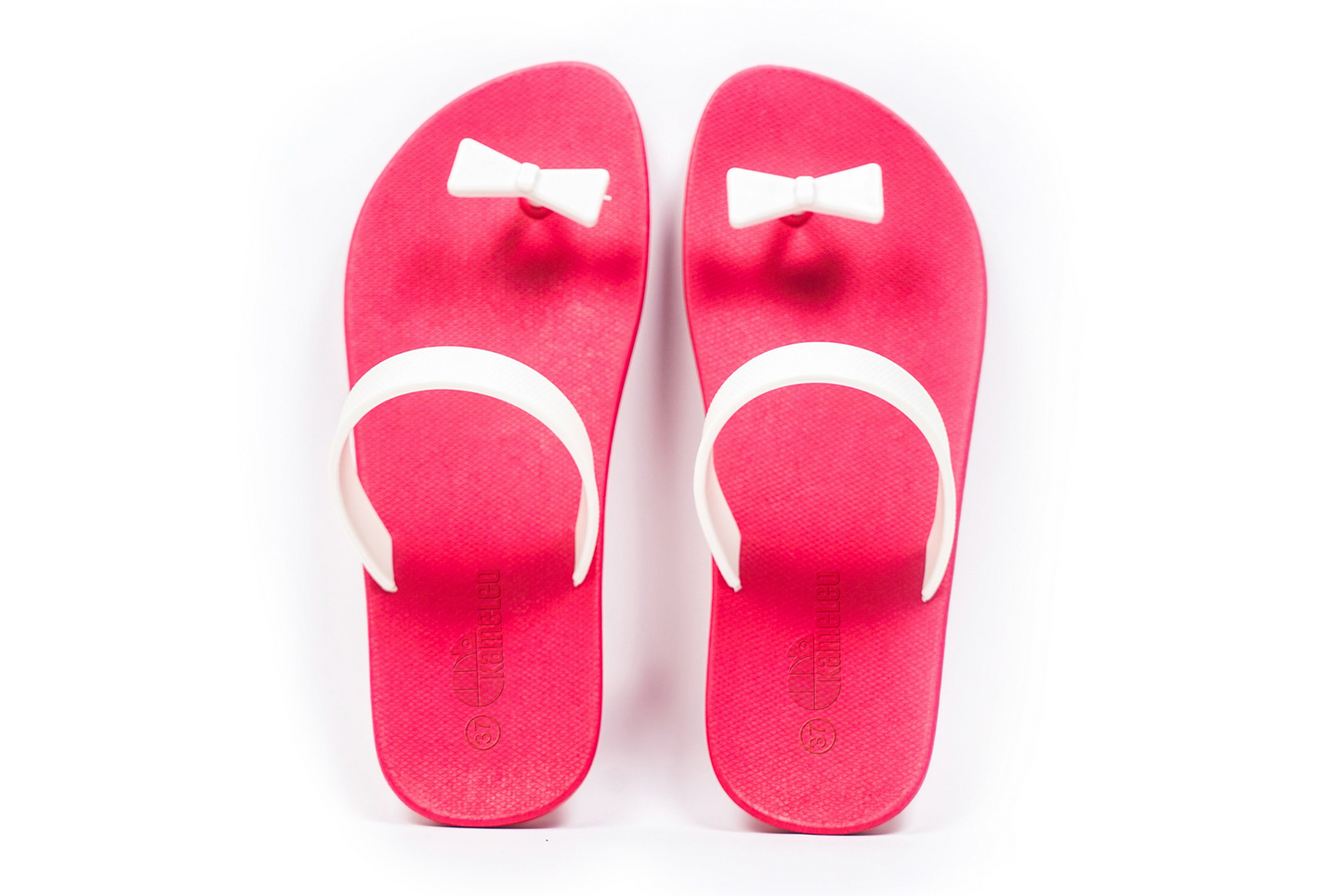Poppi Bow Pink Sole White Strap