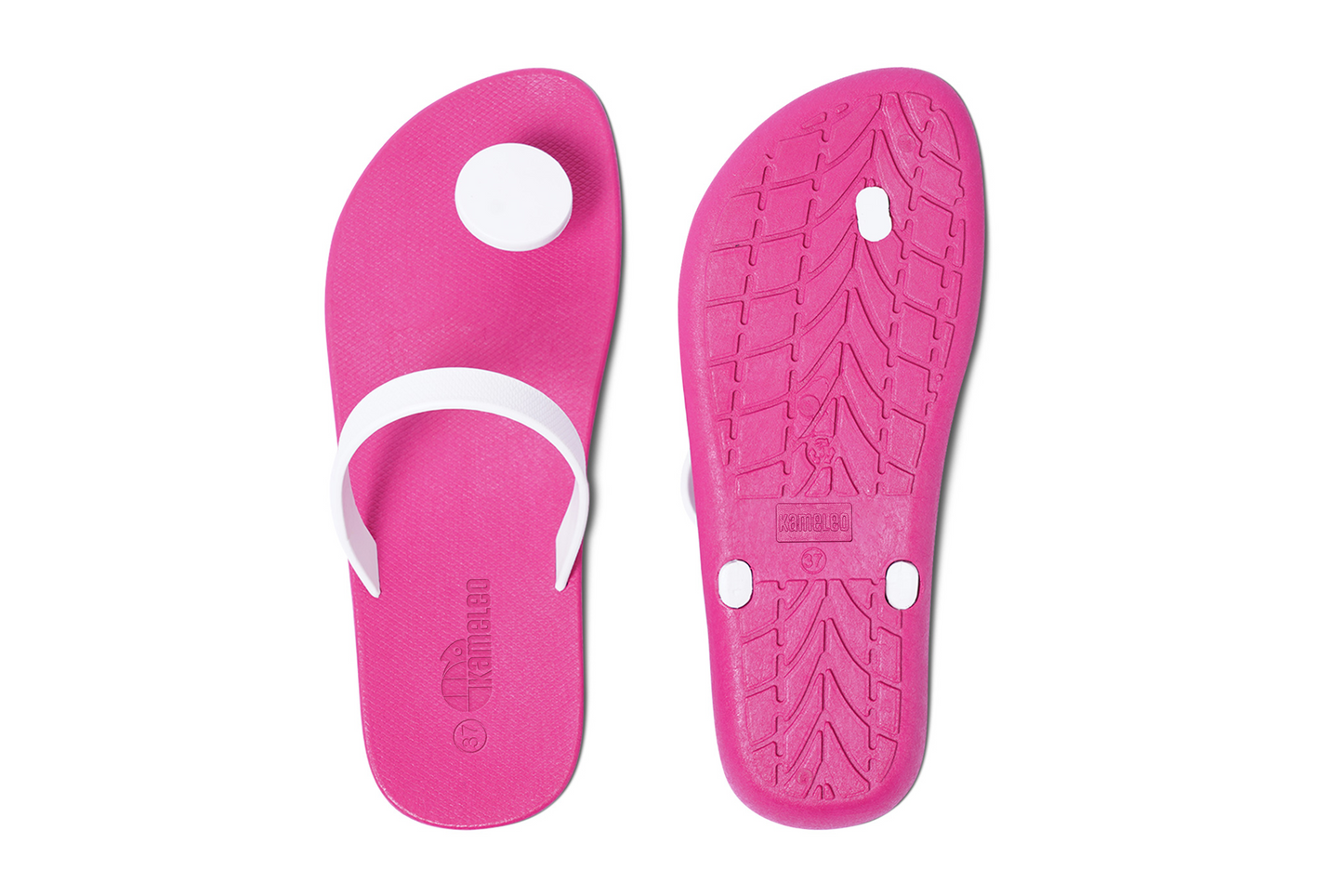 Poppi Dot Pink Sole White Strap