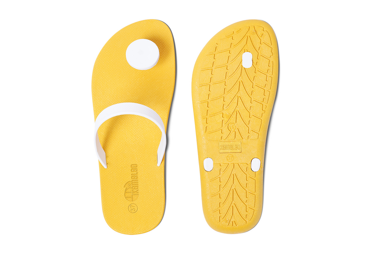 Poppi Dot Yellow Sole White Strap