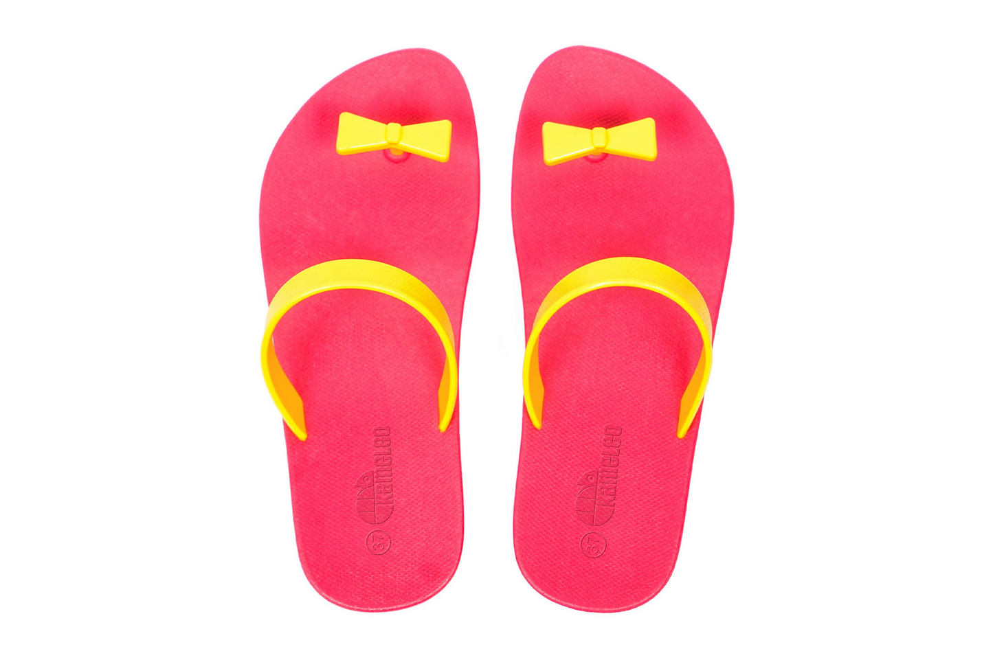 Poppi Bow Pink Sole Yellow Strap
