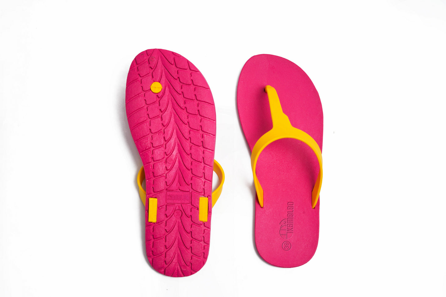 Thongs Pink Sole Yellow Strap