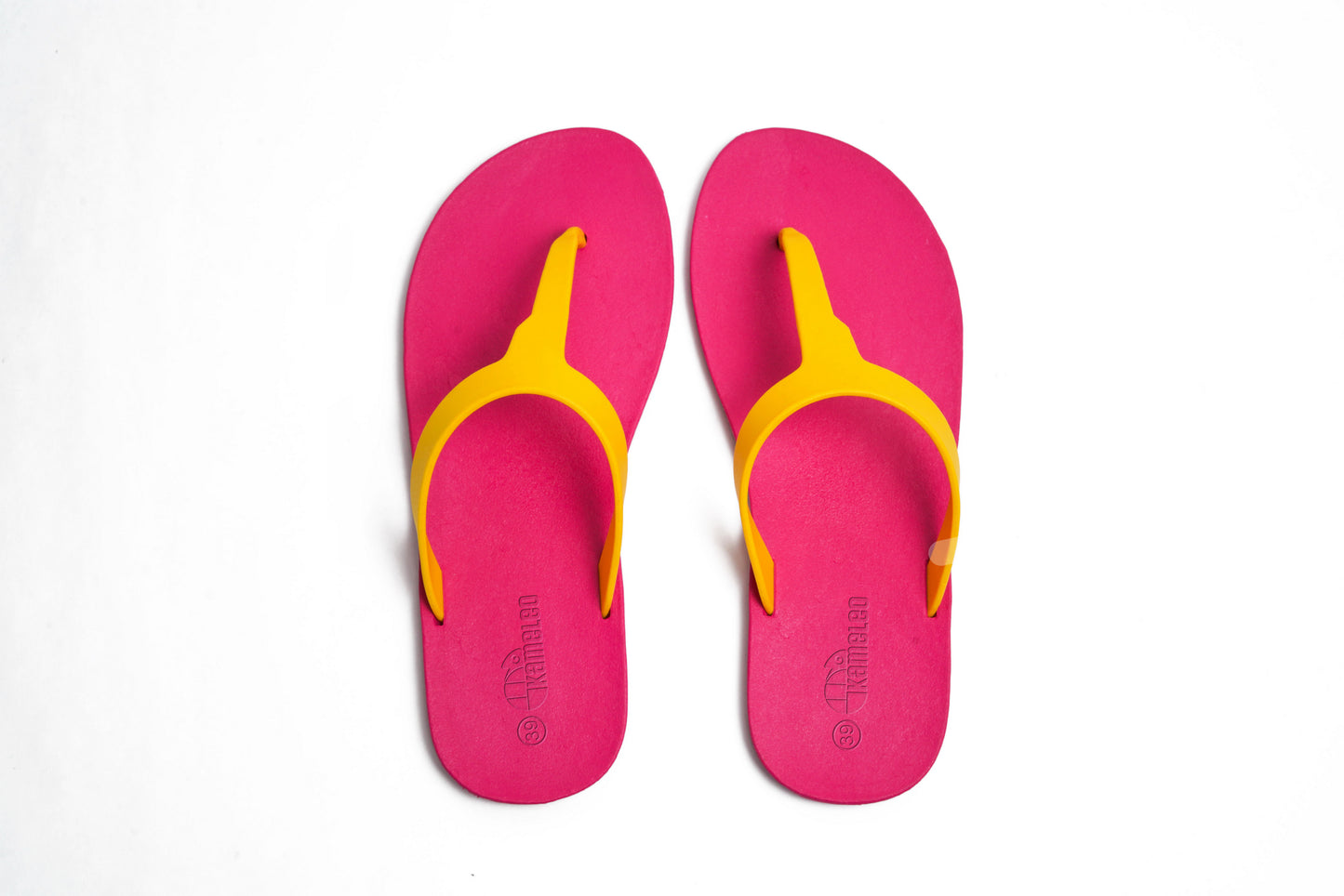 Thongs Pink Sole Yellow Strap