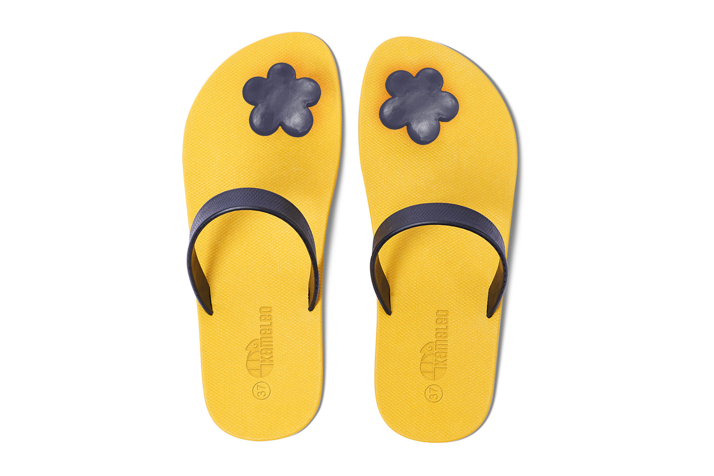 Poppi Flora Yellow Sole Black Strap