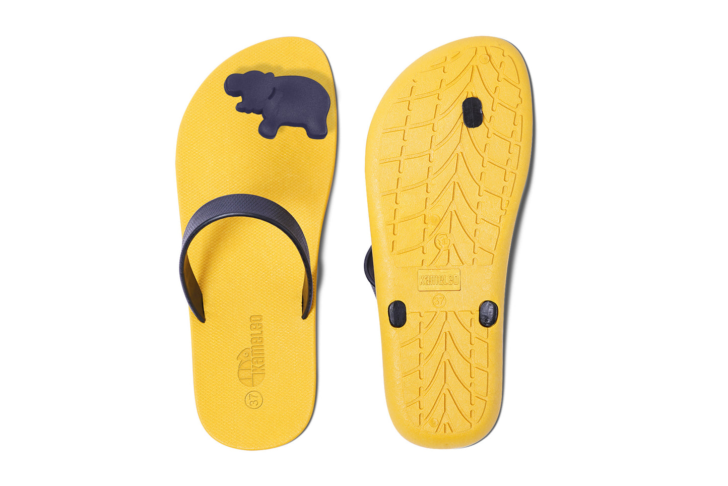Poppi Hippo Yellow Sole Black Strap