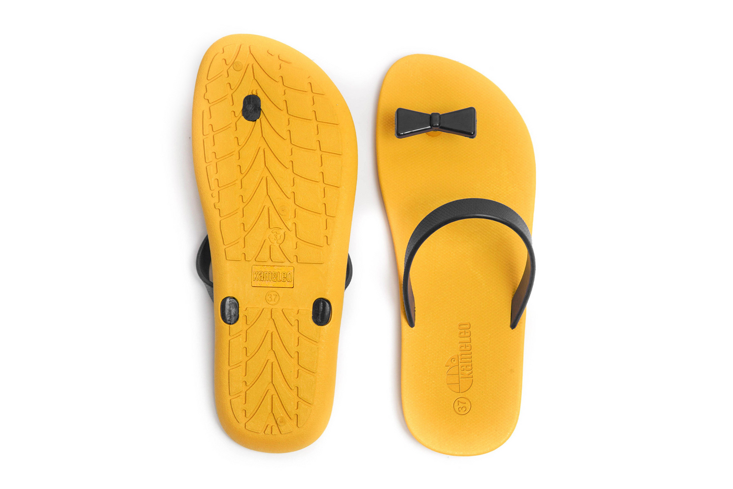 Poppi Bow Yellow Sole Black Strap