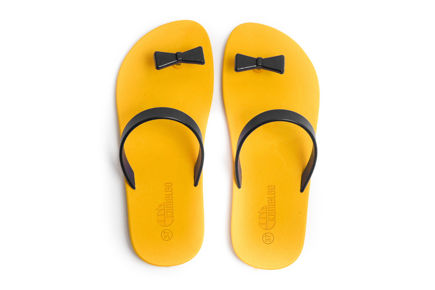 Poppi Bow Yellow Sole Black Strap