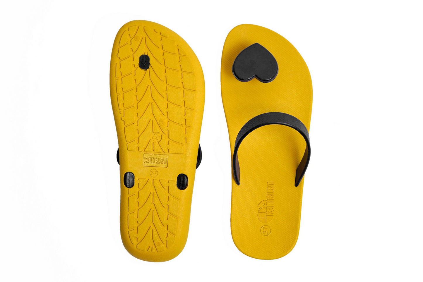 Poppi Heart Yellow Sole Black Strap