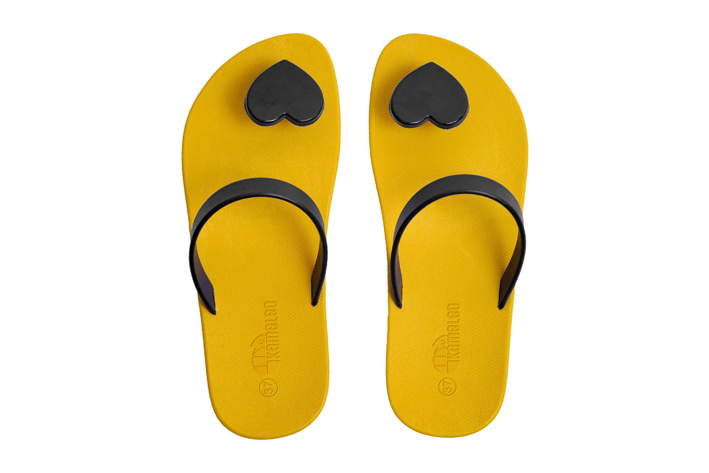 Poppi Heart Yellow Sole Black Strap