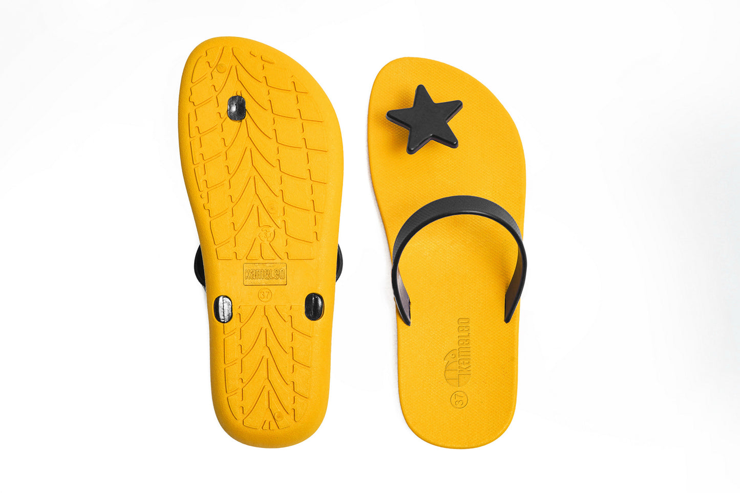 Poppi Star Yellow Sole Black Strap