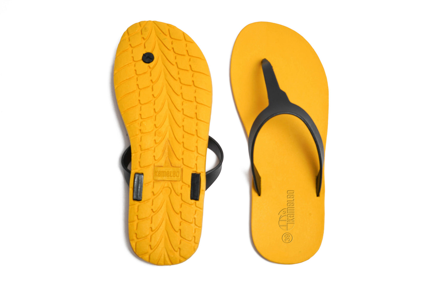 Thongs Yellow Sole Black Strap