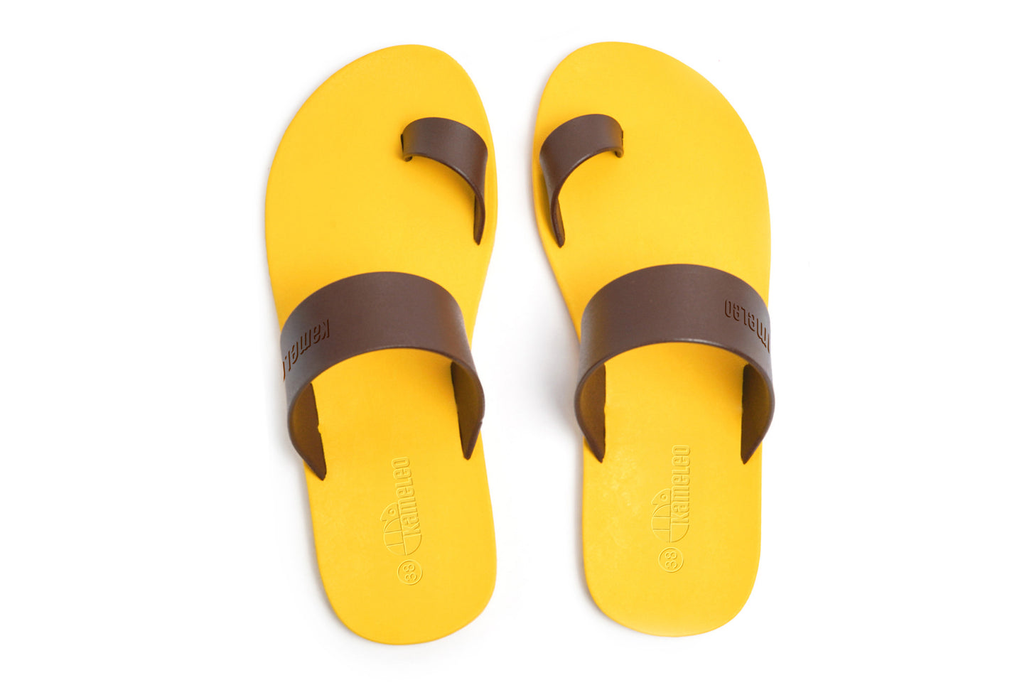 Pop Thumb Yellow Sole Brown Strap