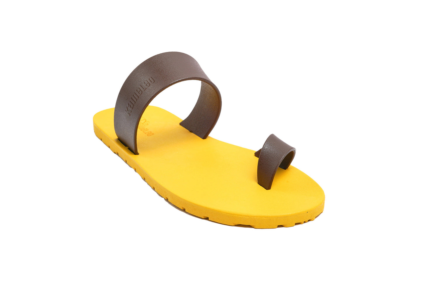 Pop Thumb Yellow Sole Brown Strap