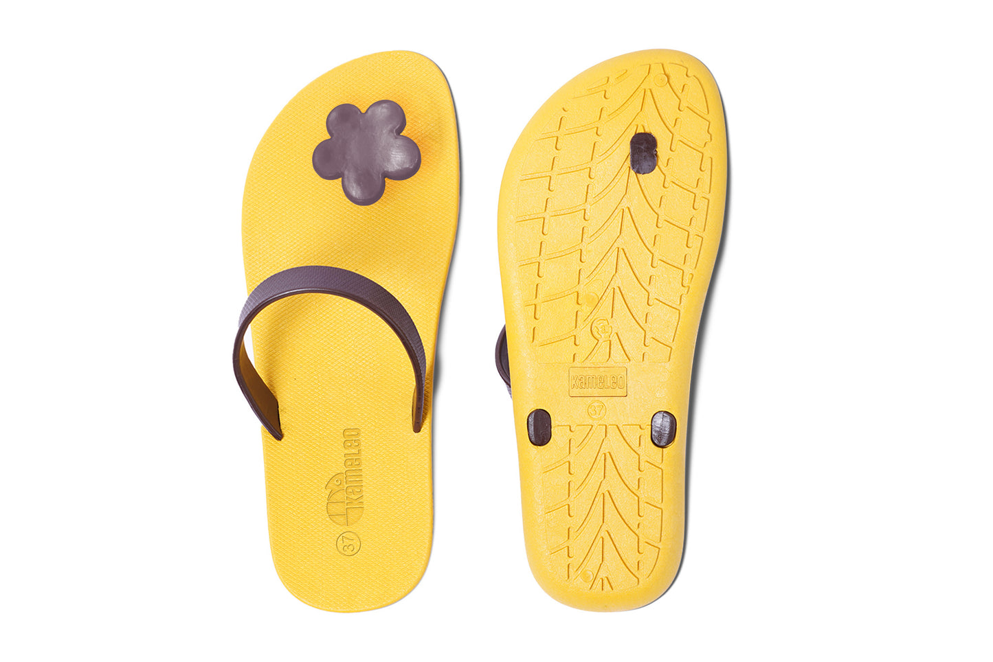 Poppi Flora Yellow Sole Brown Strap