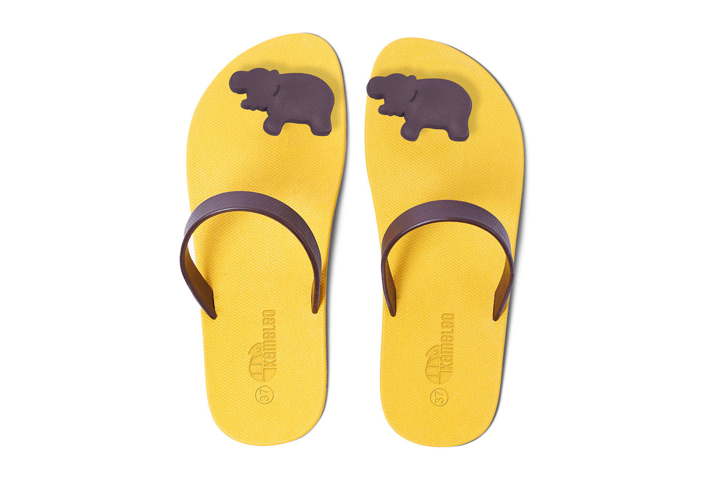 Poppi Hippo Yellow Sole Brown Strap