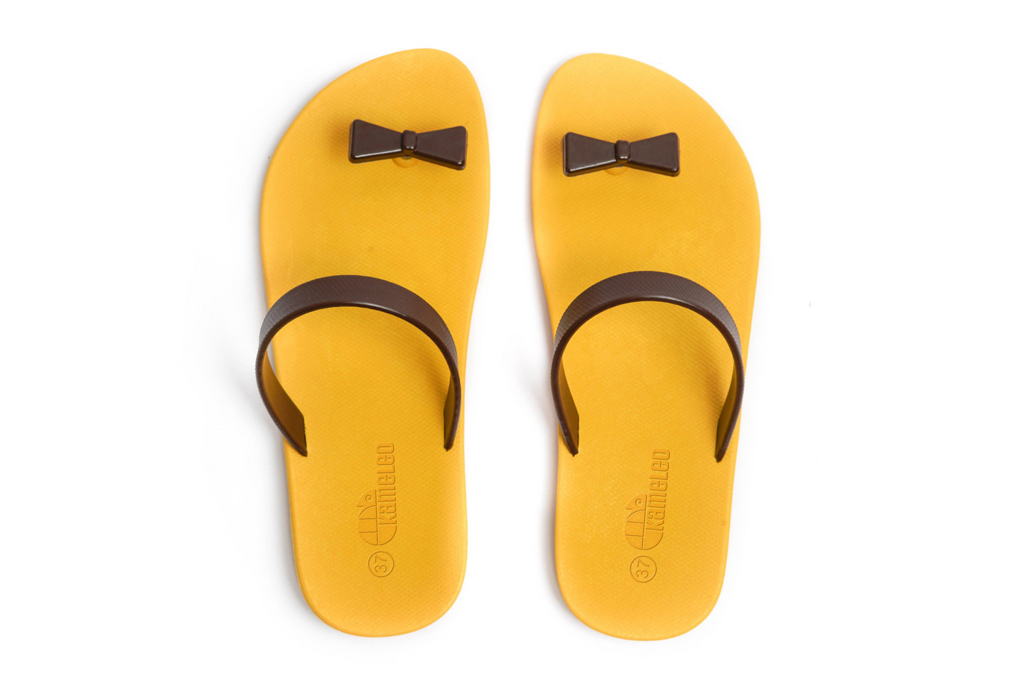 Poppi Bow Yellow Sole Brown Strap