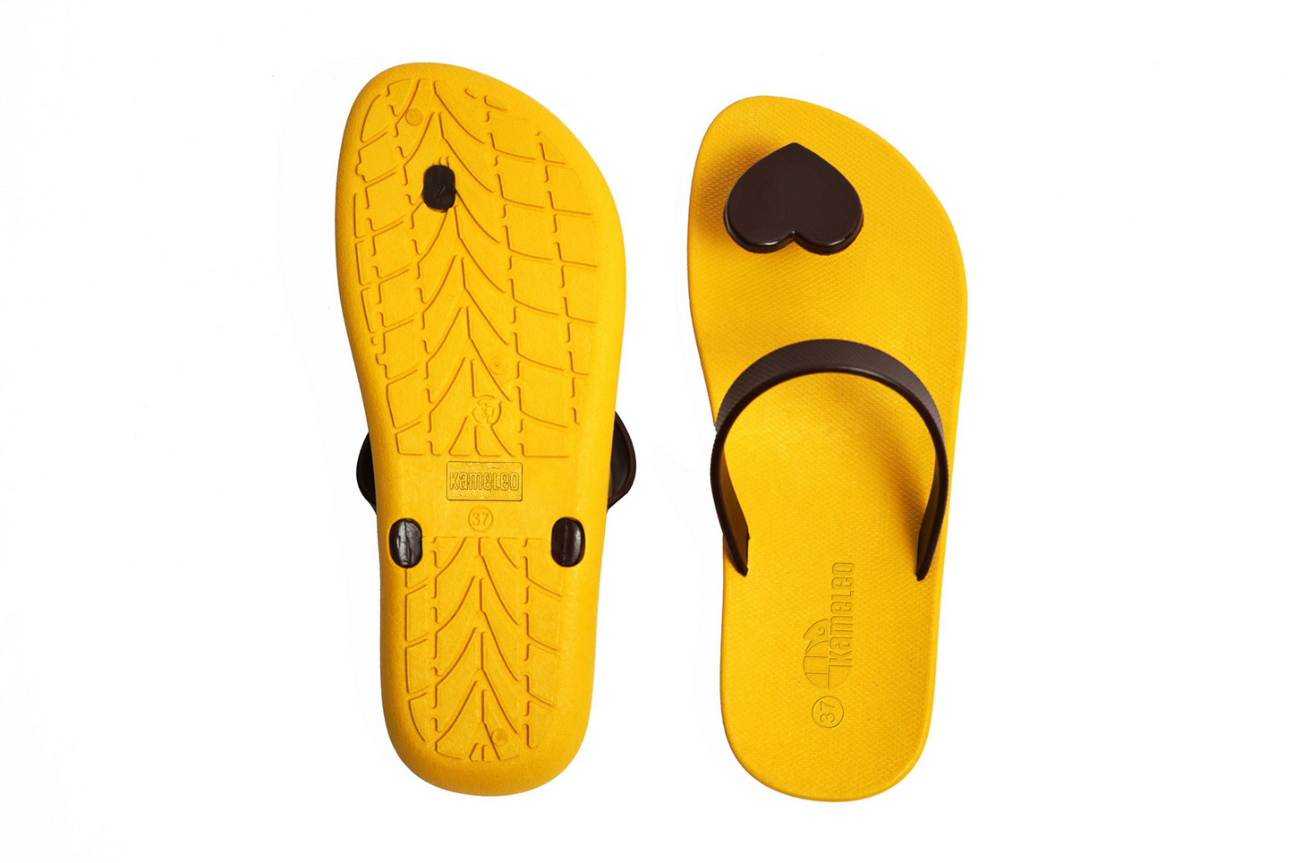 Poppi Heart Yellow Sole Brown Strap