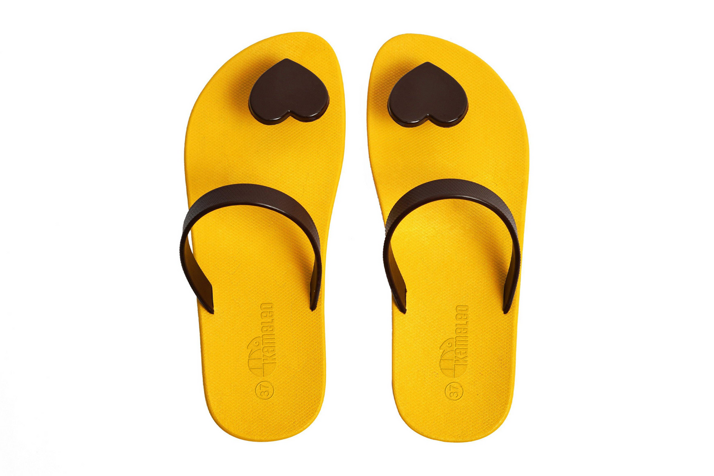 Poppi Heart Yellow Sole Brown Strap