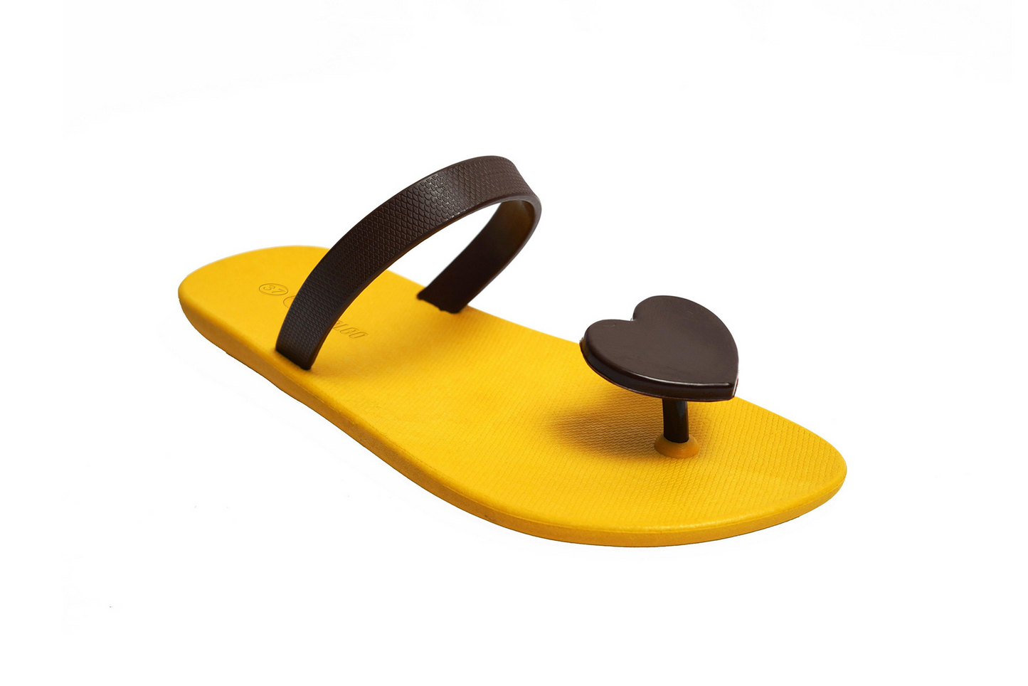 Poppi Heart Yellow Sole Brown Strap