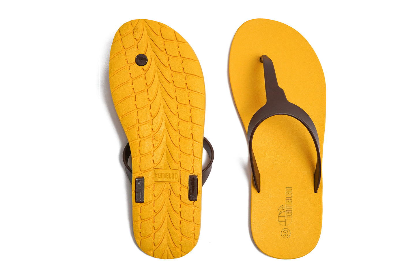 Thongs Yellow Sole Brown Strap