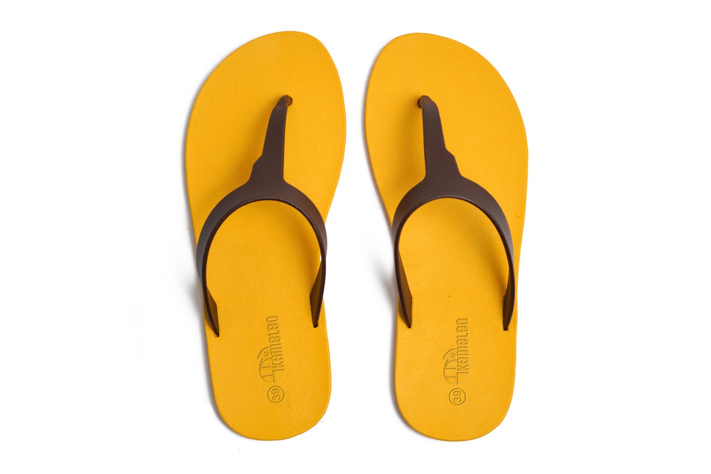 Thongs Yellow Sole Brown Strap