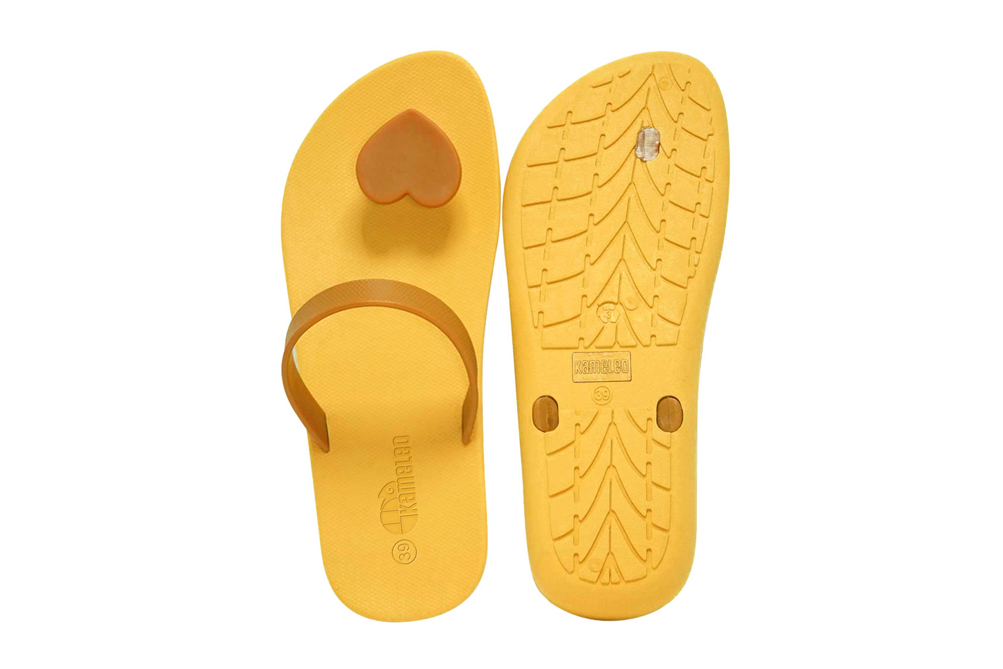 Poppi Heart Yellow Sole Caramel Strap