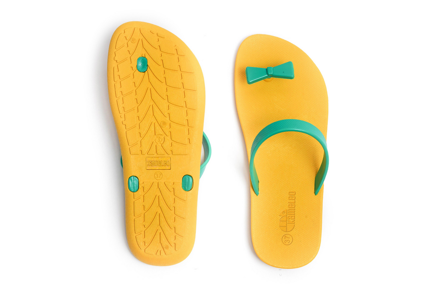 Poppi Bow Yellow Sole Green Strap