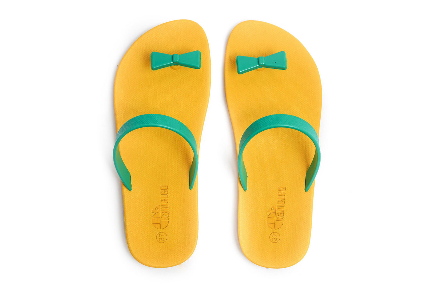 Poppi Bow Yellow Sole Green Strap