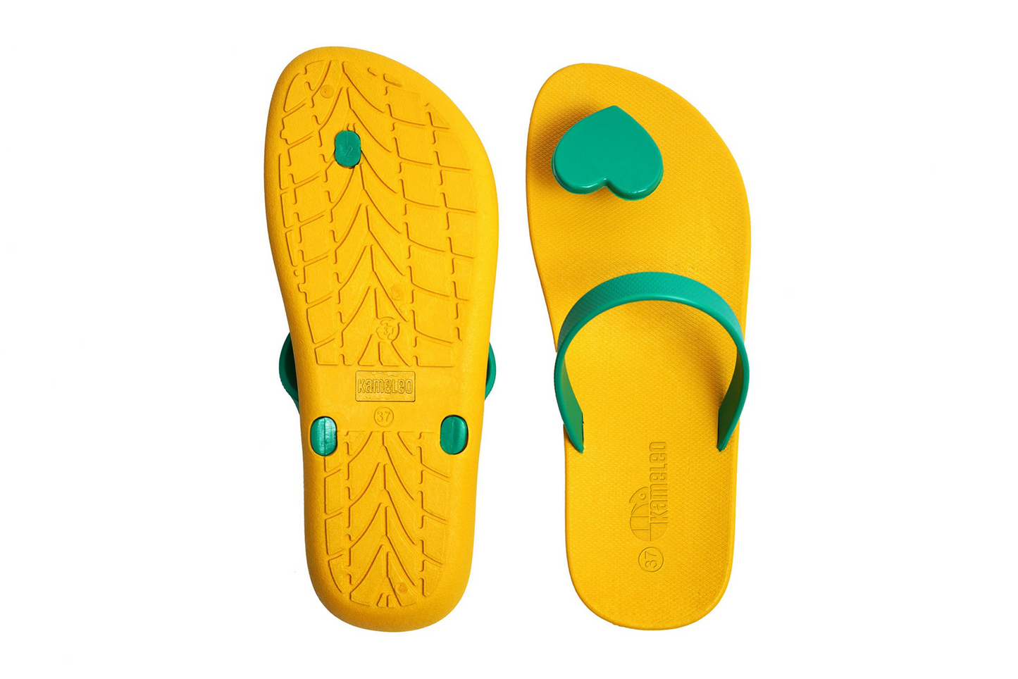 Poppi Heart Yellow Sole Green Strap