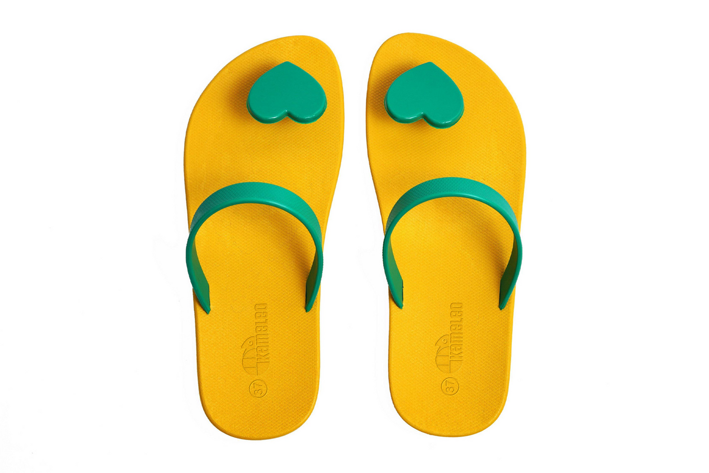Poppi Heart Yellow Sole Green Strap