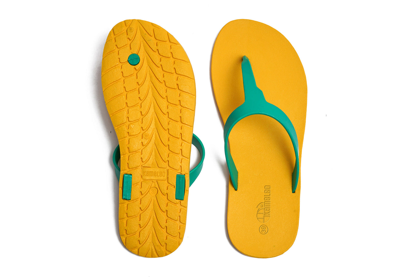 Thongs Yellow Sole Green Strap