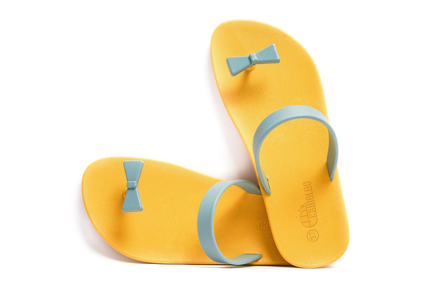 Poppi Bow Yellow Sole Grey Strap