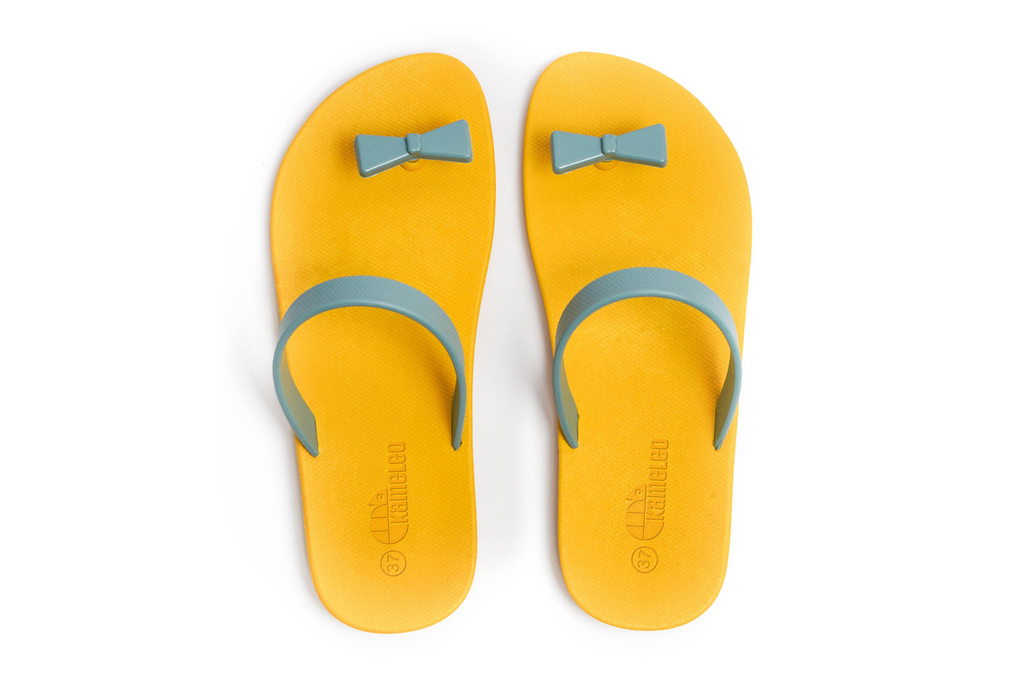 Poppi Bow Yellow Sole Grey Strap