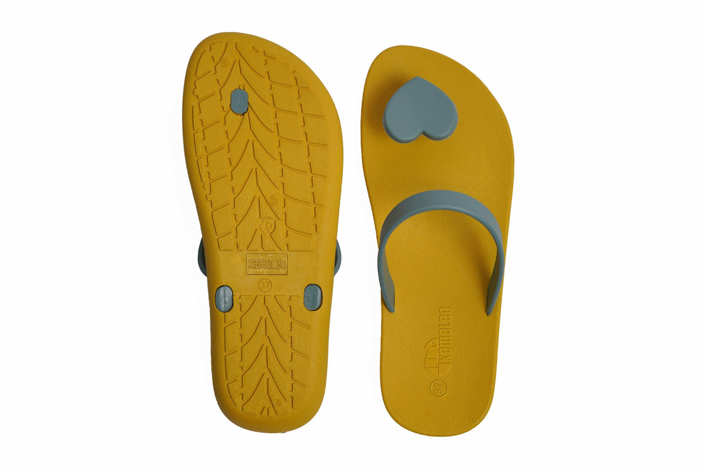 Poppi Heart Yellow Sole Grey Strap