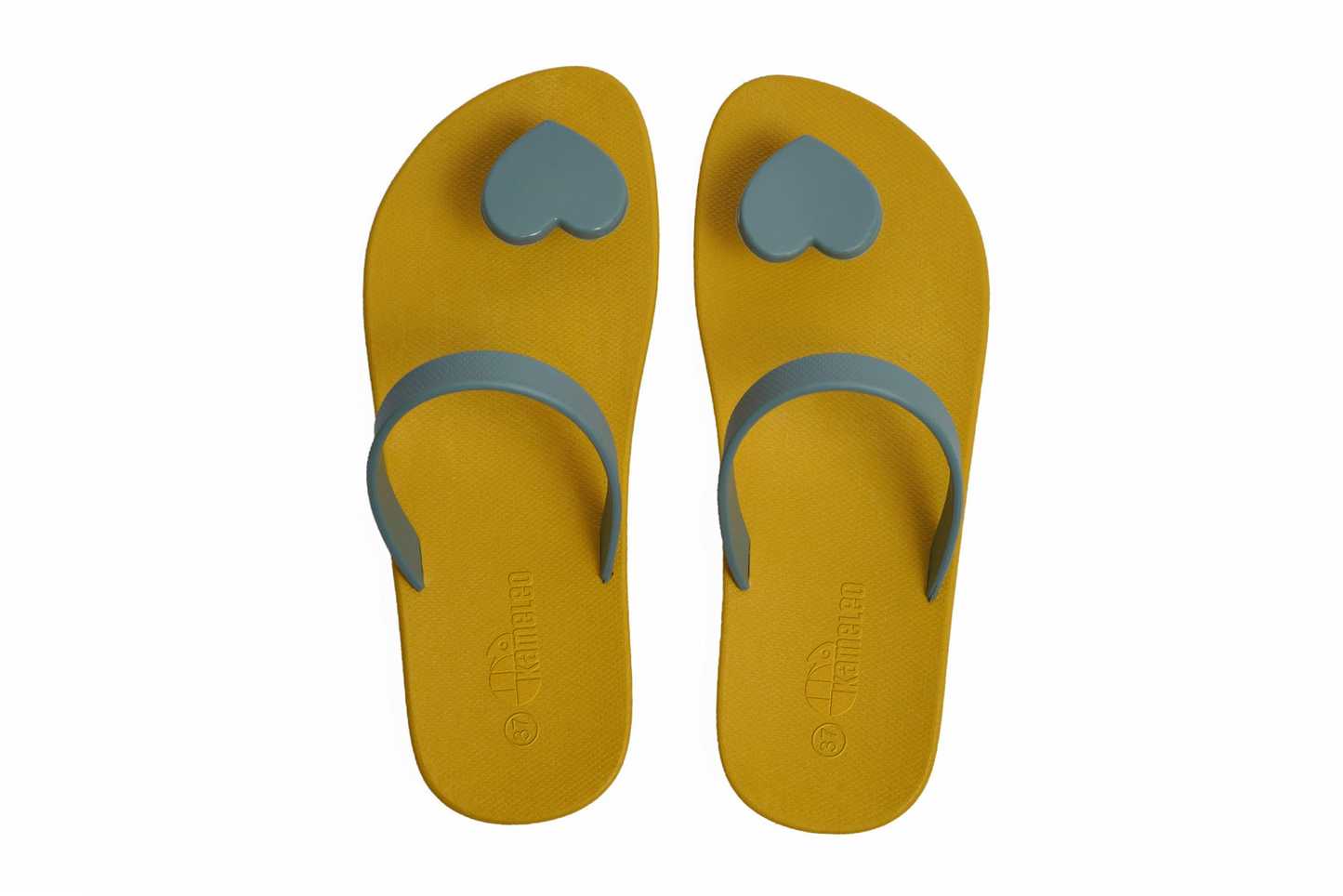 Poppi Heart Yellow Sole Grey Strap