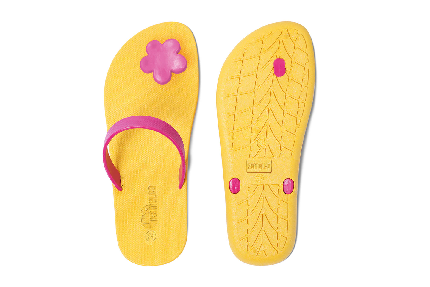 Poppi Flora Yellow Sole Pink Strap