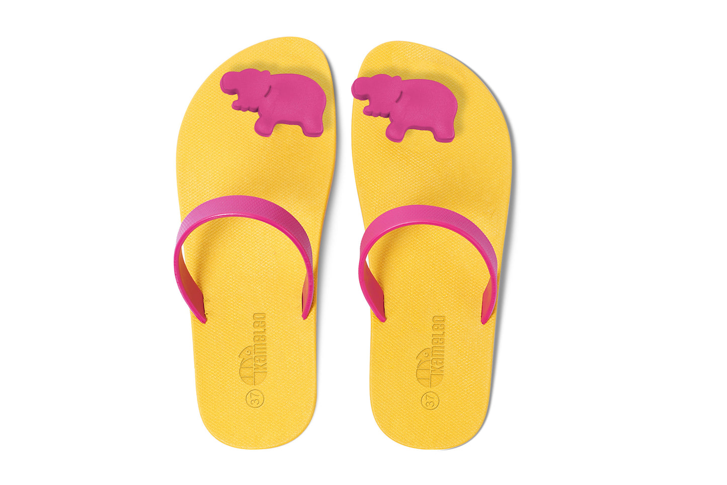 Poppi Hippo Yellow Sole Pink Strap