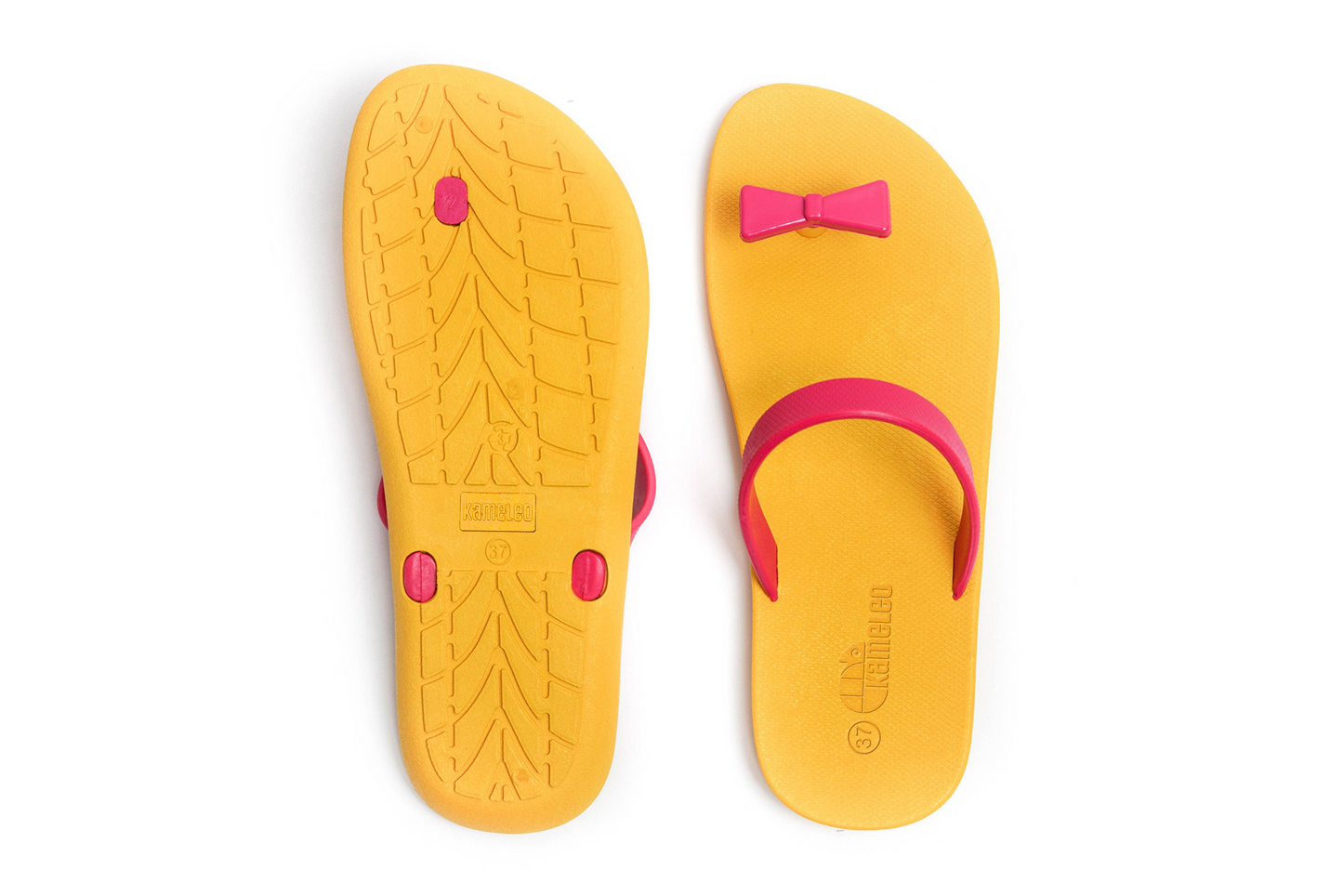Poppi Bow Yellow Sole Pink Strap