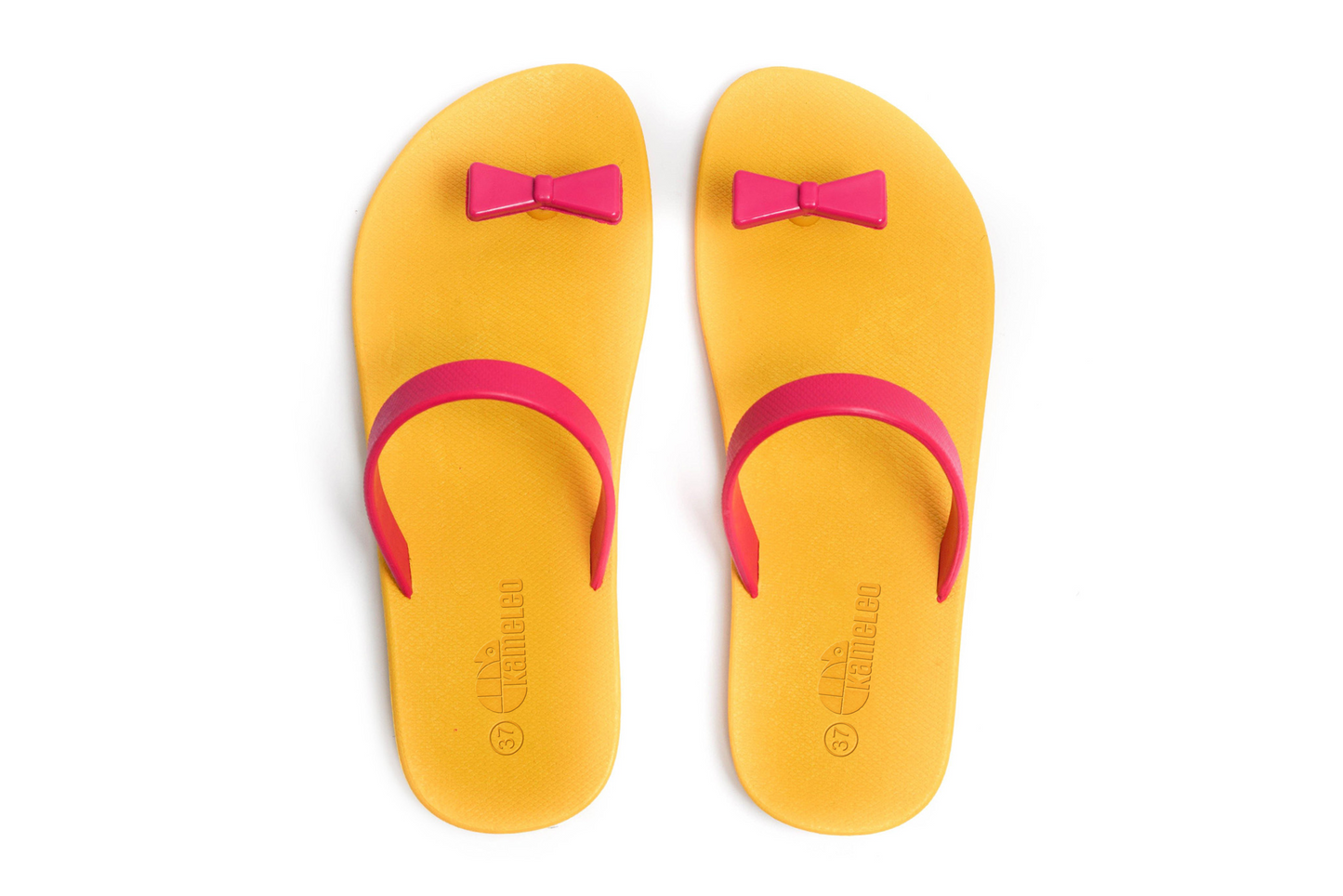 Poppi Bow Yellow Sole Pink Strap