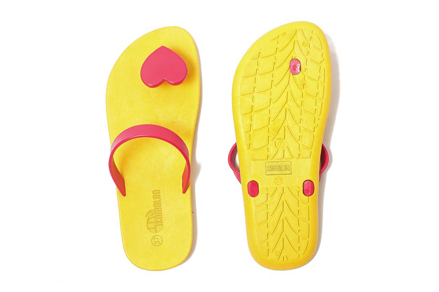 Poppi Heart Yellow Sole Pink Strap