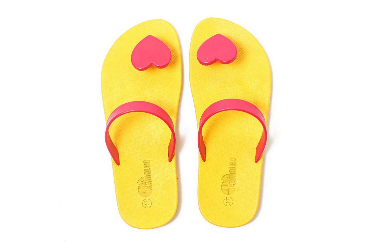 Poppi Heart Yellow Sole Pink Strap