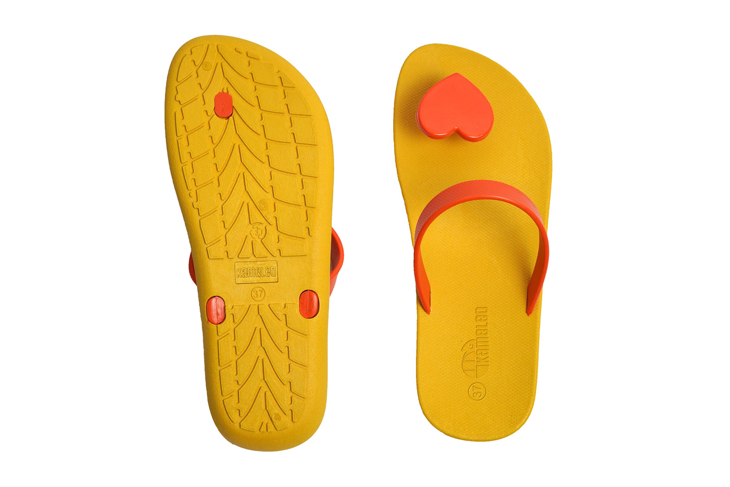 Poppi Heart Yellow Sole Orange Strap