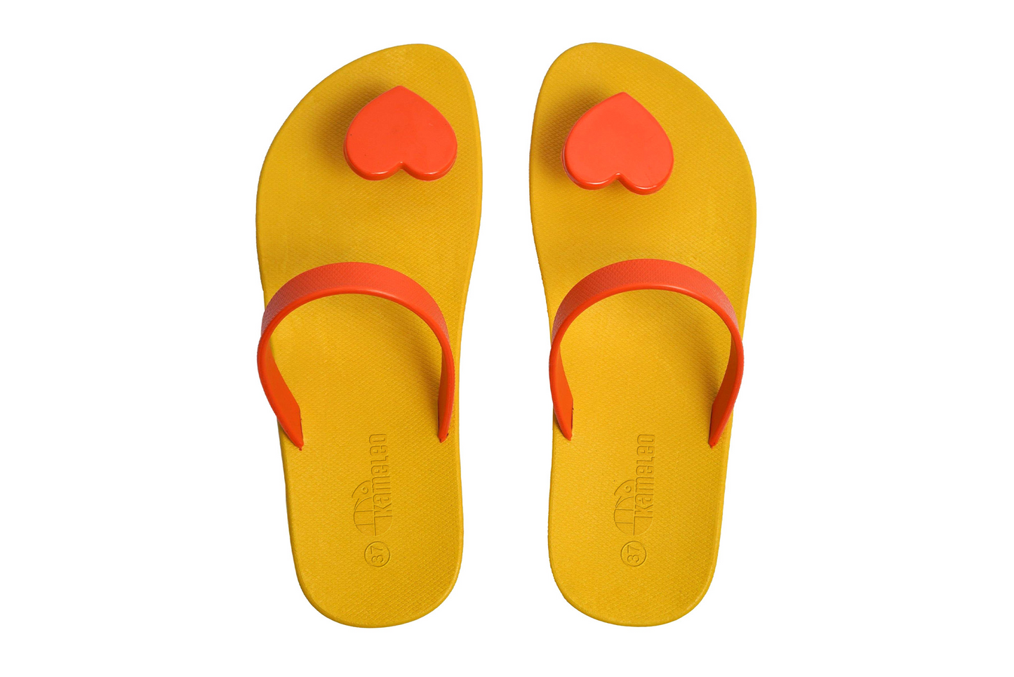 Poppi Heart Yellow Sole Orange Strap