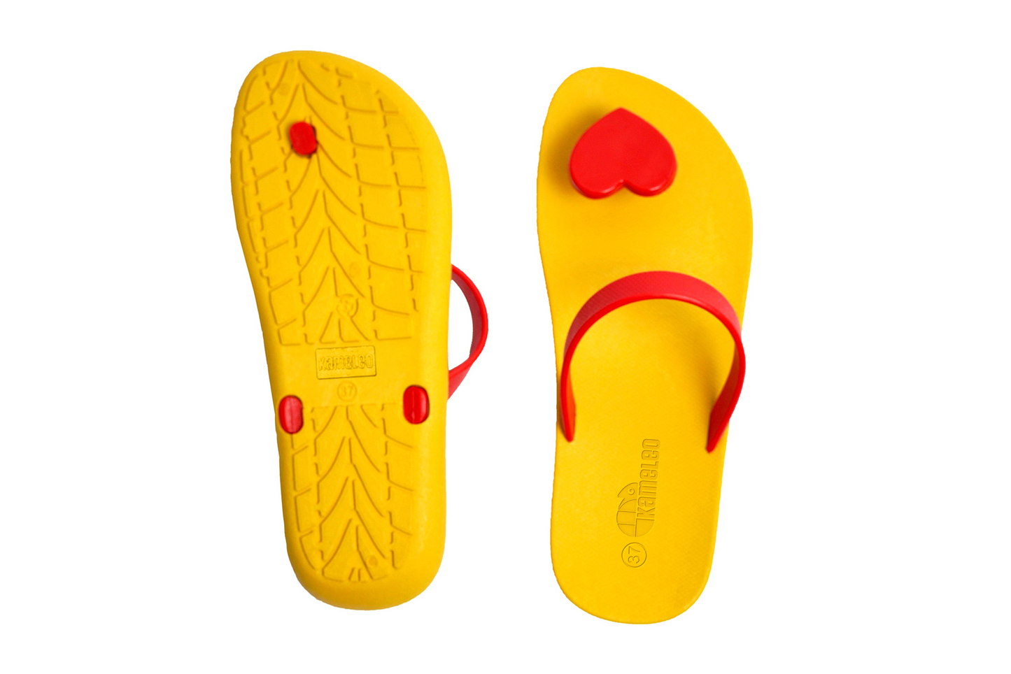 Poppi Heart Yellow Sole Red Strap
