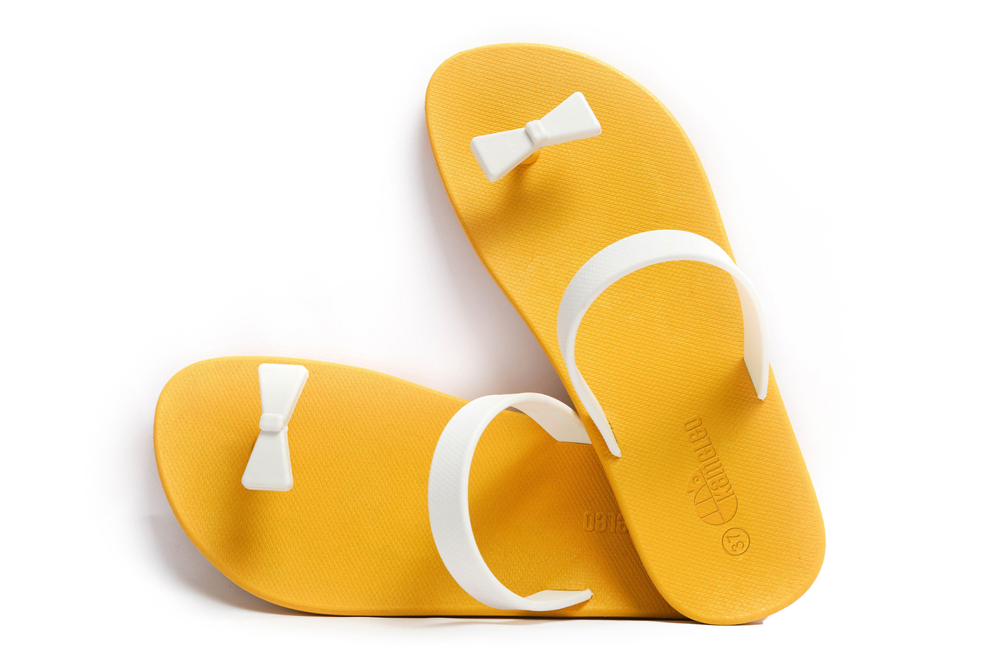Poppi Bow Yellow Sole White Strap