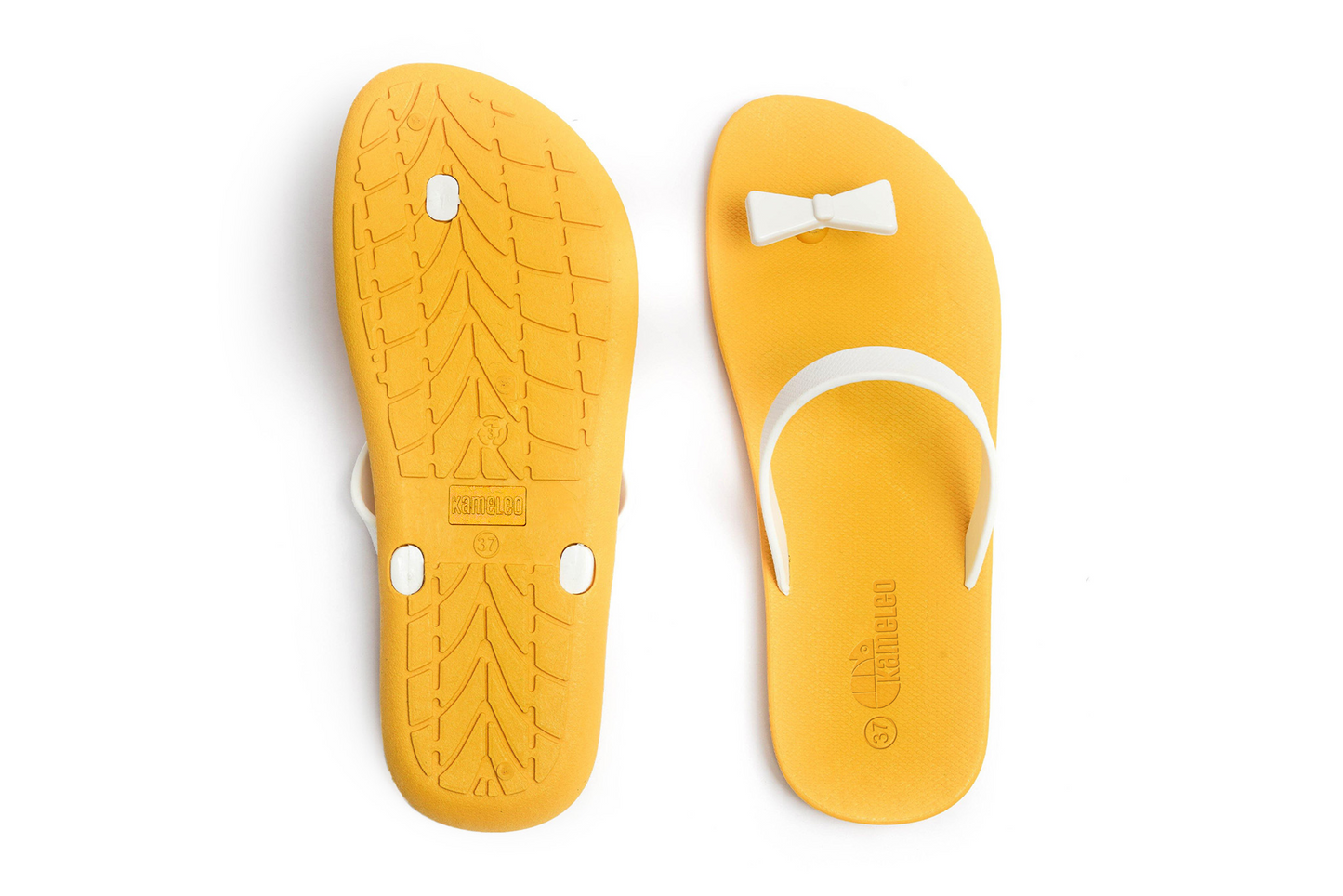 Poppi Bow Yellow Sole White Strap