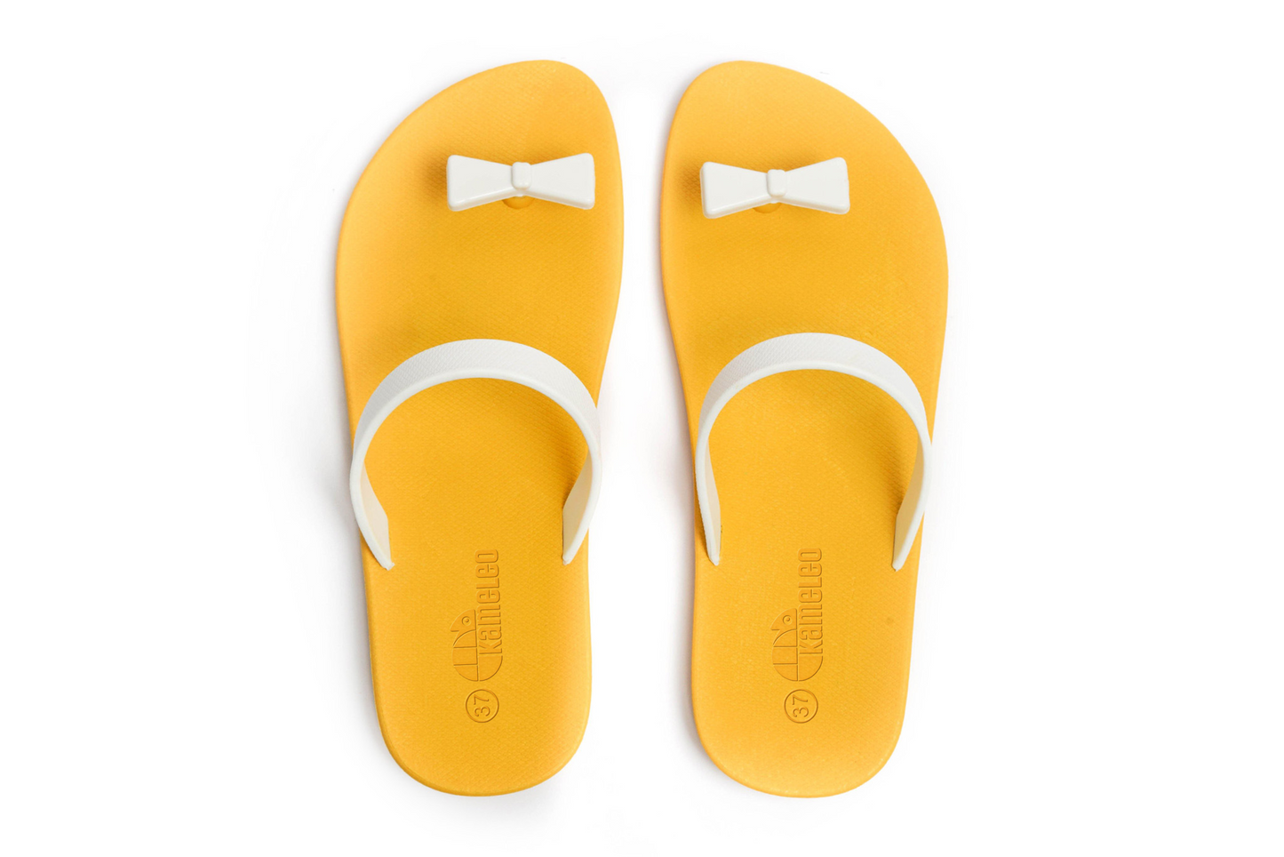 Poppi Bow Yellow Sole White Strap